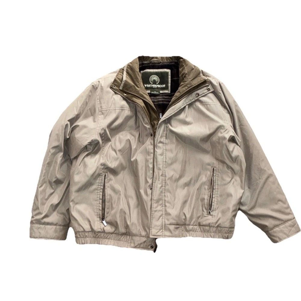 Weatherproof Men’s Insulated Jacket Beige Quilted Lined Zip Front Coat Sz XXL